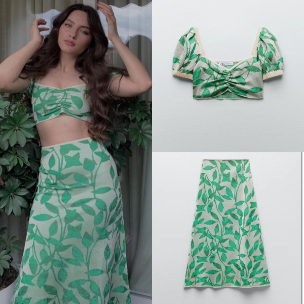 Zara 2 pieces knit midi skirt + top